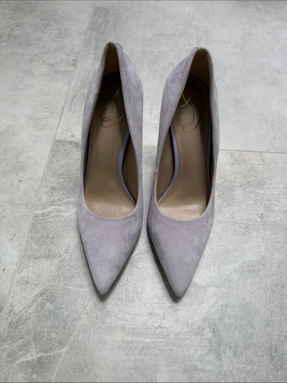Sam Edelman Pointed Suede Pumps - Lavender Gray